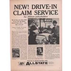 Allstate Insurance Company Magazine Advertisement Vintage 1950s Automobile Car